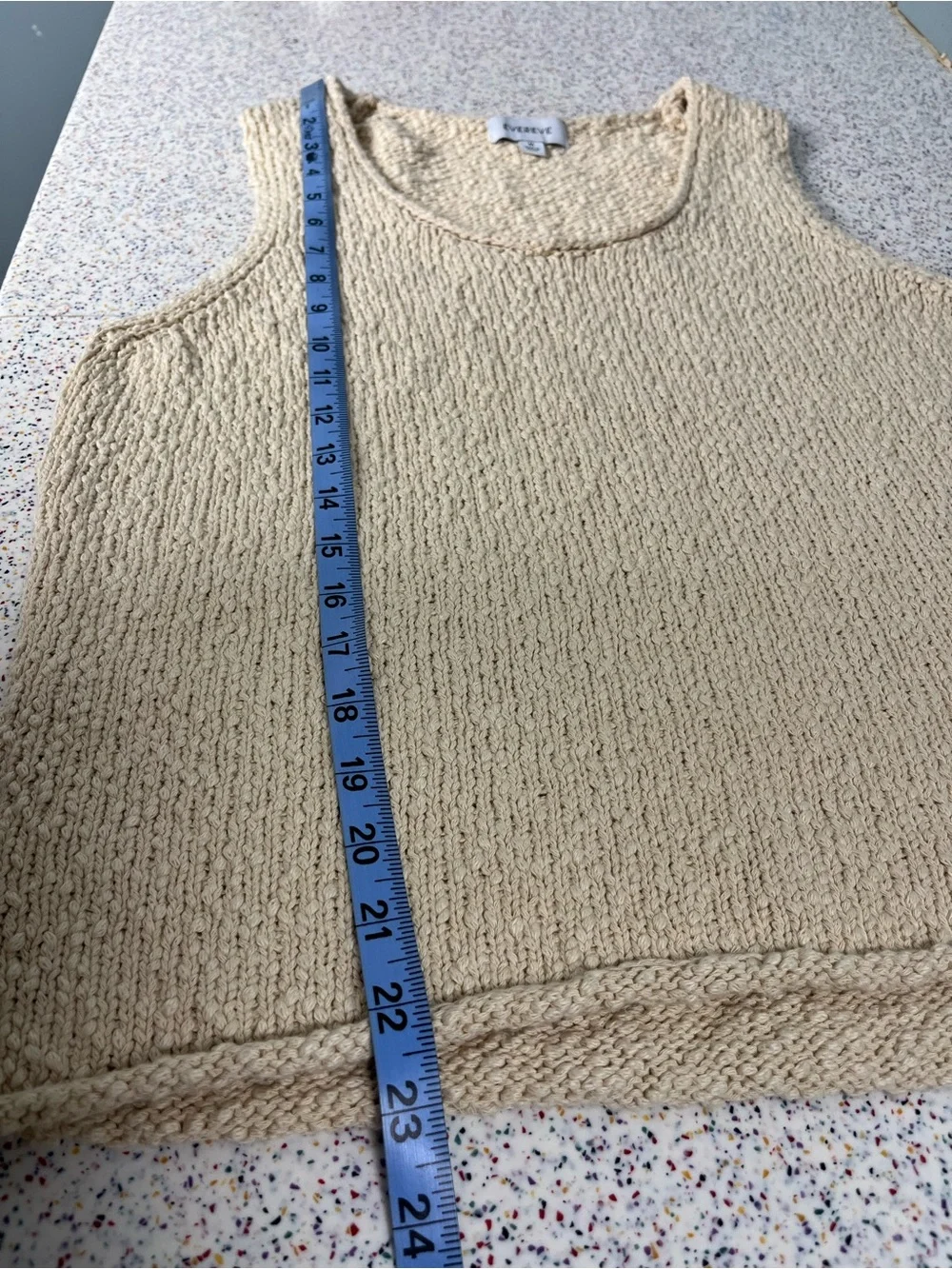 EVEREVE Marlowe Sweater Tank Chunky Knit Cotton Sleeveless Cream Women’s Size M